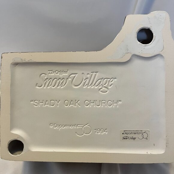 Department 56 Snow Village – Shady Oak Church (1994) w/ Trees and Carolers - Picture 6 of 15